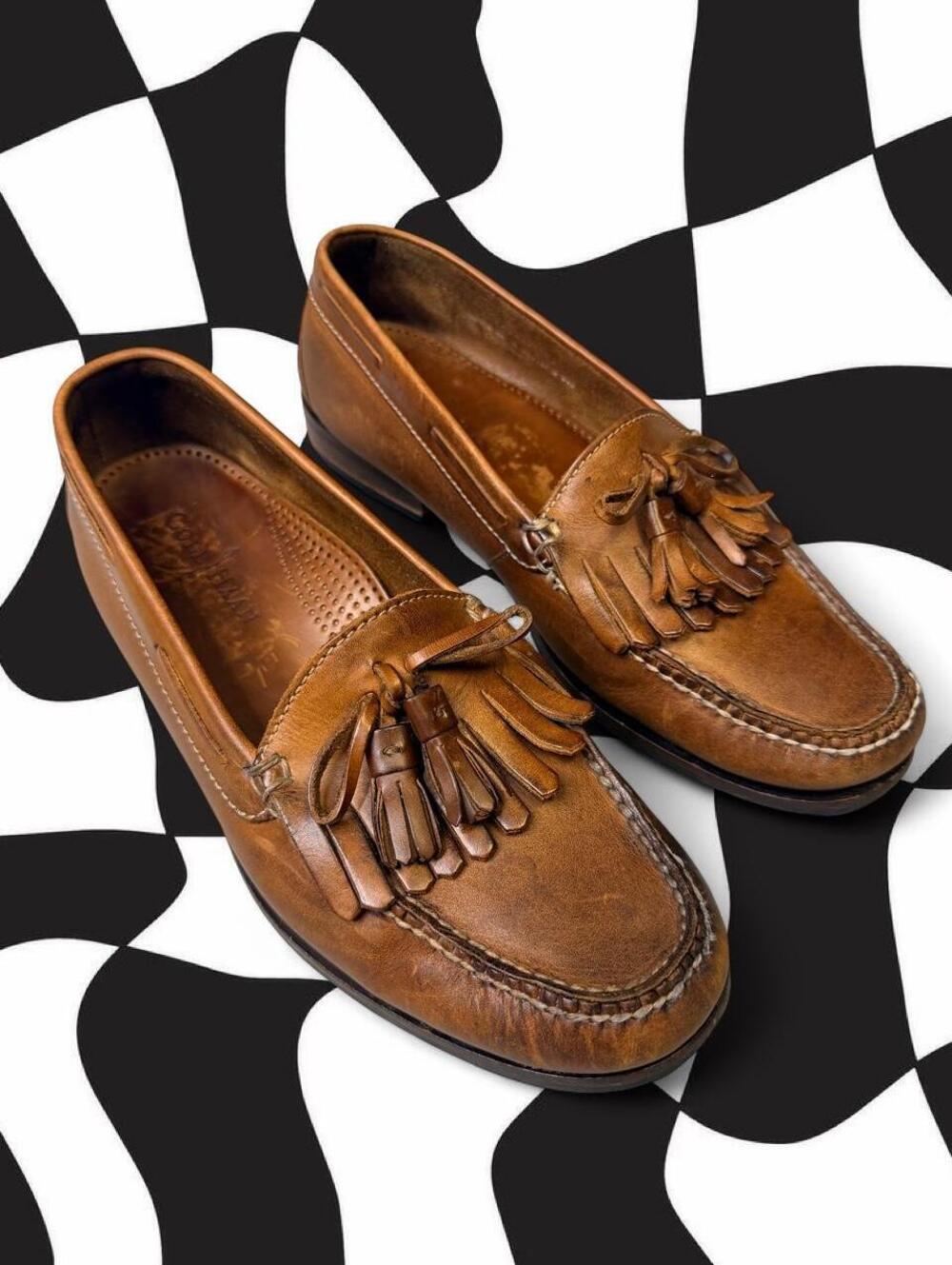 Cole haan Brown leather tassel loafers with fringe detail